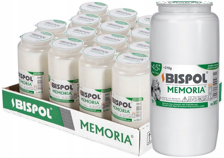 Olejové vložky do svietnikov Bispol Memoria W07, balenie 16 ks, 4,5 dňa horenia